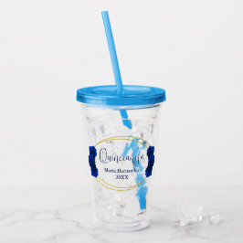 Royal Blue och Guld Geometric Quinceañera Take Away Mugg