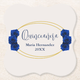 Royal Blue och Guld Geometric Quinceañera Underlägg Papper