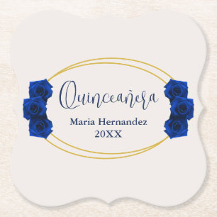 Royal Blue och Guld Geometric Quinceañera Underlägg Papper