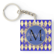 Royal Blue och Guld Glam Monogram