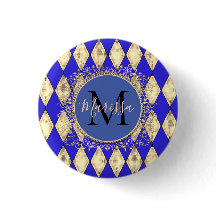Royal Blue och Guld Glam Monogram