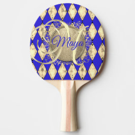 Royal Blue och Guld Glam Monogram Pingisracket
