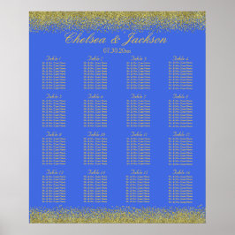 Royal Blue- och Guld-konfetti - 16 Sittplatsdiagra Poster