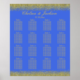 Royal Blue- och Guld-konfetti - 16 Sittplatsdiagra Poster