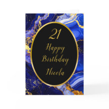 Royal Blue och Guld Marble Agate Födelsedagsfest