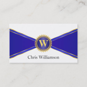 Royal Blue och Guld Monogram Visitkort