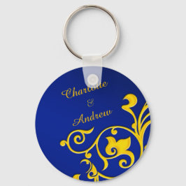 Royal Blue och Guld Par Namn Nyckelring