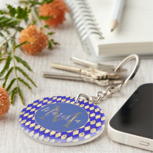 Royal Blue och Guld Personlig Harlequin