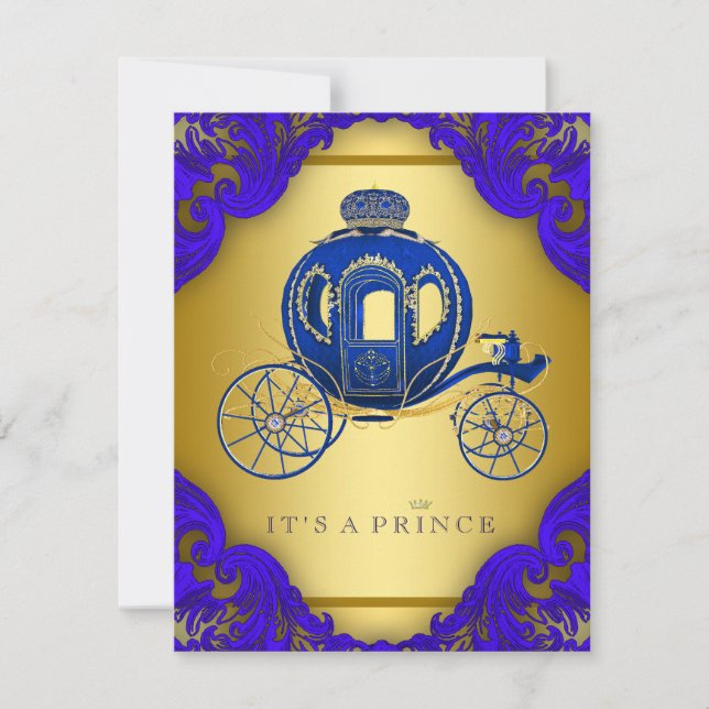 Royal Blue och Guld Prince Baby Shower Inbjudningar (Framsida)