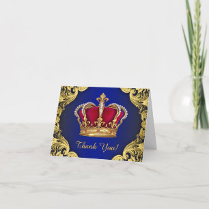 Royal Blue och Guld Prins Tack Kort