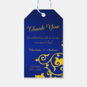 Royal Blue och Guld Tack Presentetikett