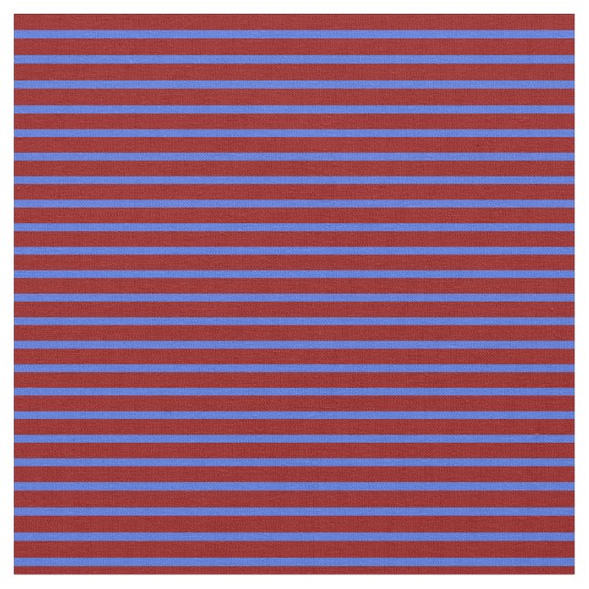 Royal Blue och Mörk Red Färgad Rand Tyg (Närbild)