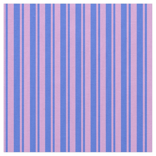 Royal Blue och Plum Stripe Mönster Tyg (Närbild)