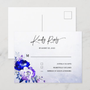 Royal Blue och Purple Bröllops RSVP Vykort