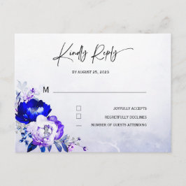 Royal Blue och Purple Bröllops RSVP Vykort