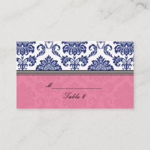 Royal Blue- och Rosa Damaskaskekort Placeringskort