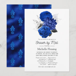Royal Blue och Silver Blommig Bröllopsfest genom P Inbjudningar