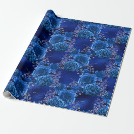Royal Blue och Silver Blommigt Presentpapper