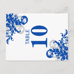 Royal Blue och Silver Flourish Bordsnummer