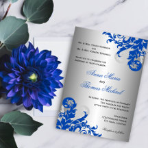 Royal Blue och Silver Flourish Bröllop
