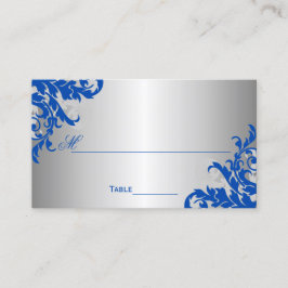 Royal Blue och Silver Flourish Placeringskort