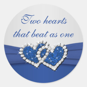 Royal Blue och Silver Gått med hearts-märke Runt Klistermärke