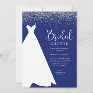 Royal Blue och Silver Glitter Möhippa Invita Inbjudningar
