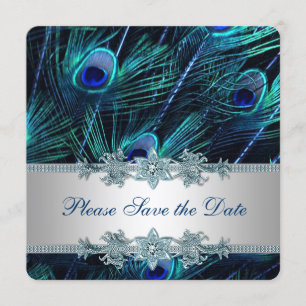 Royal Blue och Silver Pavo Save the Date Spara Datumet