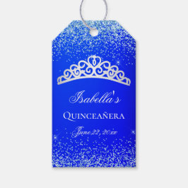 Royal Blue och Silver Quinceanera Presentetikett