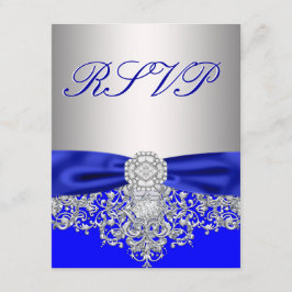 Royal Blue och Silver RSVP-svarskort OSA Kort