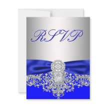 Royal Blue och Silver RSVP-svarskort