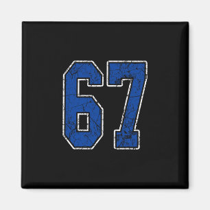 Royal Blue Och Vit Nummer 67 Tröja Spelare Uniform Magnet