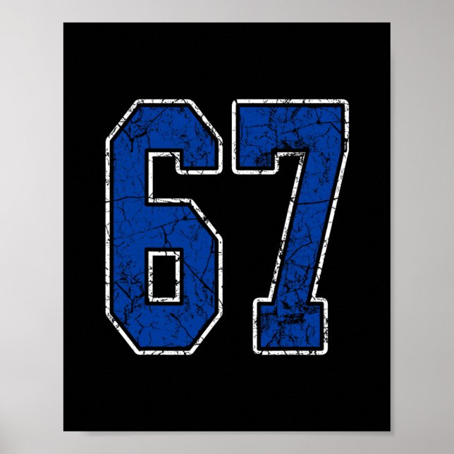 Royal Blue Och Vit Nummer 67 Tröja Spelare Uniform Poster (Framsidan)