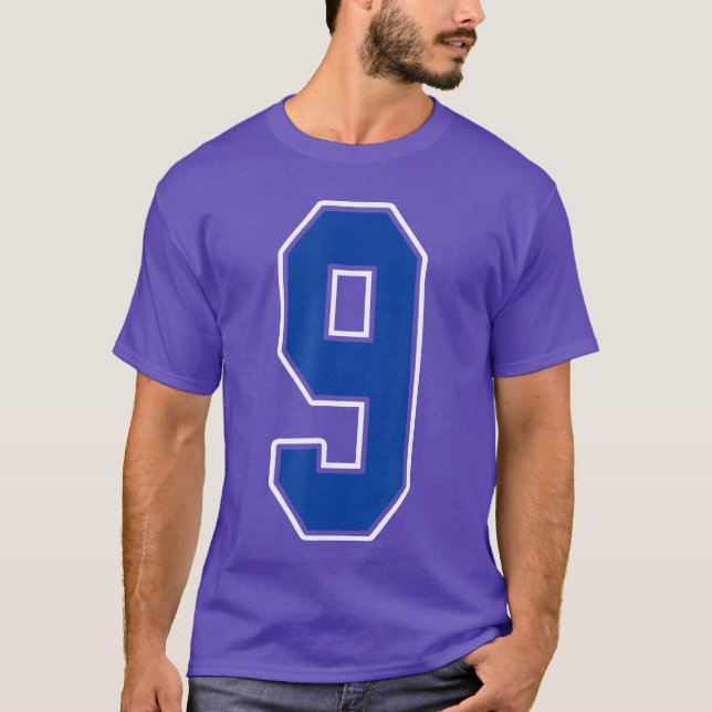 Royal Blue och Vit Nummer 9 Tröja Spelare Enhetlig (Framsida)