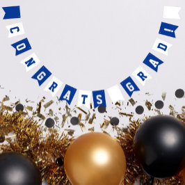 Royal Blue och Vita Skolfärger Examen Vimplar