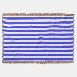 Royal blue och white candy rand filt