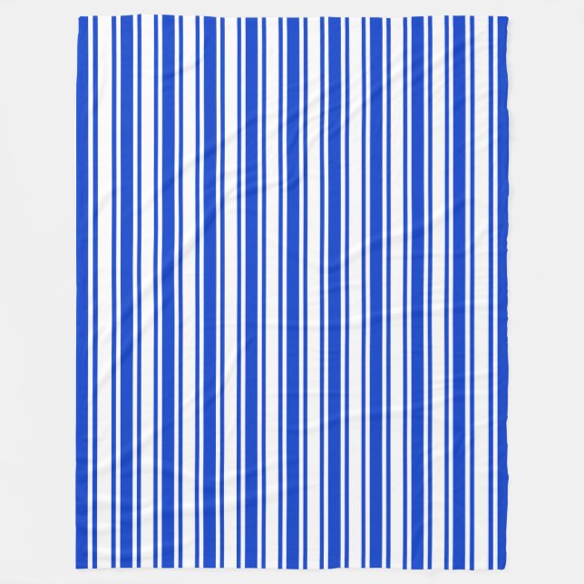 Royal blue och white candy rand fleecefilt (Framsidan)