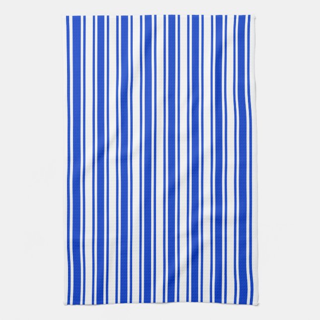 Royal blue och white candy rand kökshandduk (Vertikal)