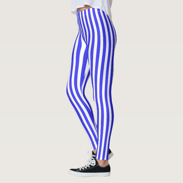 Royal blue och white candy rand leggings (Vänster)