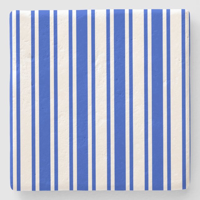 Royal blue och white candy rand stenunderlägg (Framsidan)