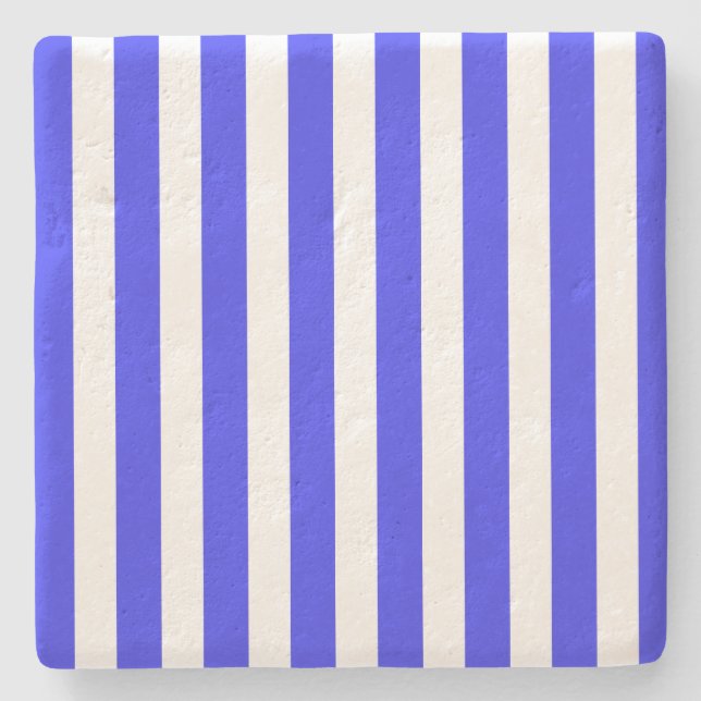 Royal blue och white candy rand stenunderlägg (Framsidan)