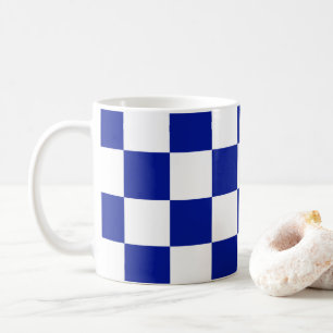 Royal Blue och White Checkated Mönster Kaffemugg