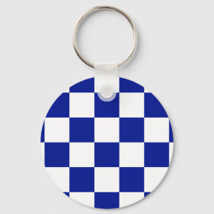 Royal Blue och White Checkated Mönster Nyckelring
