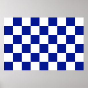 Royal Blue och White Checkated Mönster Poster