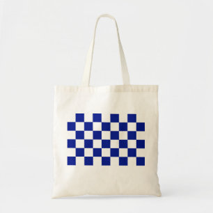 Royal Blue och White Checkated Mönster Tygkasse