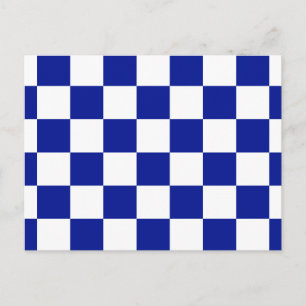 Royal Blue och White Checkated Mönster Vykort