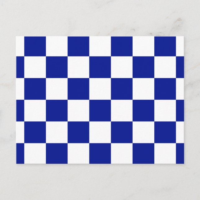Royal Blue och White Checkated Mönster Vykort (Framsida)