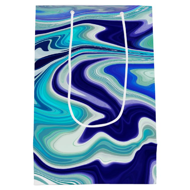 Royal Blue och White Marble Vinkar Fluid Art (Baksidan)