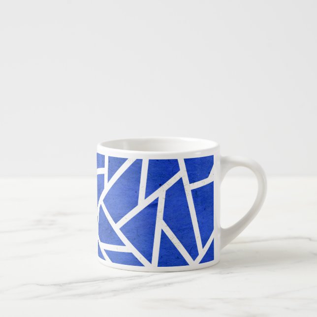 Royal blue och white mosaic mönster espressomugg (Höger)