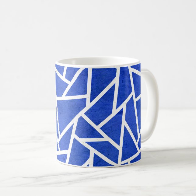Royal blue och white mosaic mönster kaffemugg (Framsida höger)